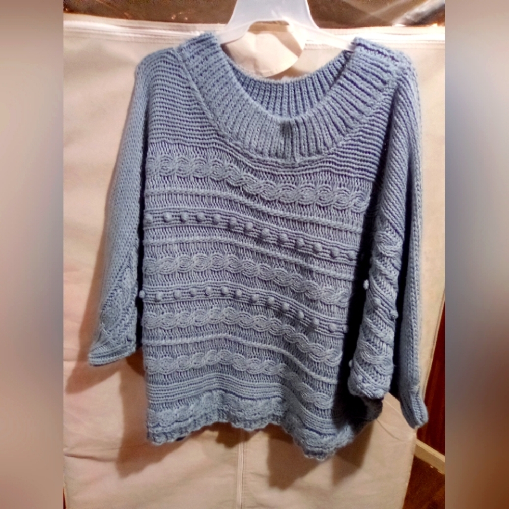 FASHION NOVA SIZ3X OFF SHOULDER SWEATER GREY/BLUE